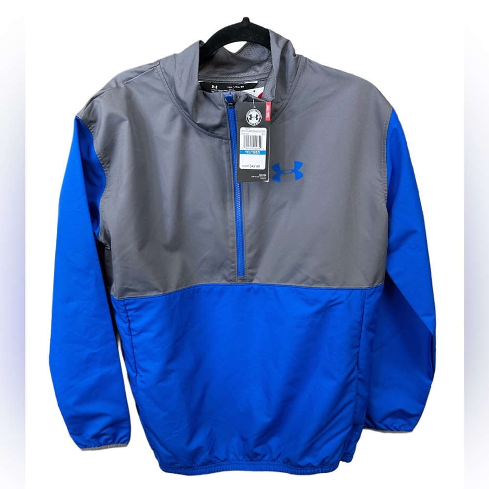 NWT Youth Under Armour Gray and Blue 1/4 Zip Jacket Size‎ YXL